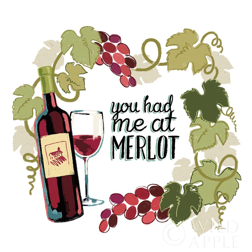 Art Print: Wine and Friends II on White