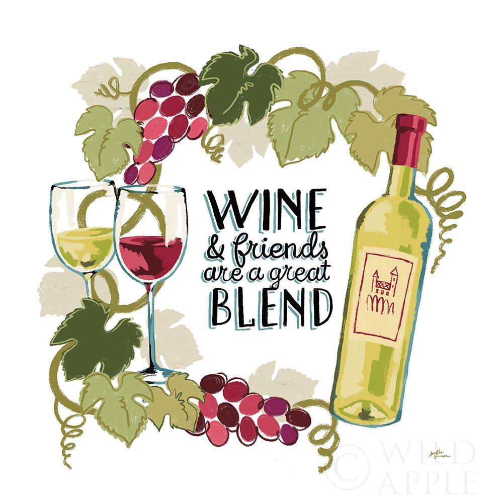 Art Print: Wine and Friends V on White