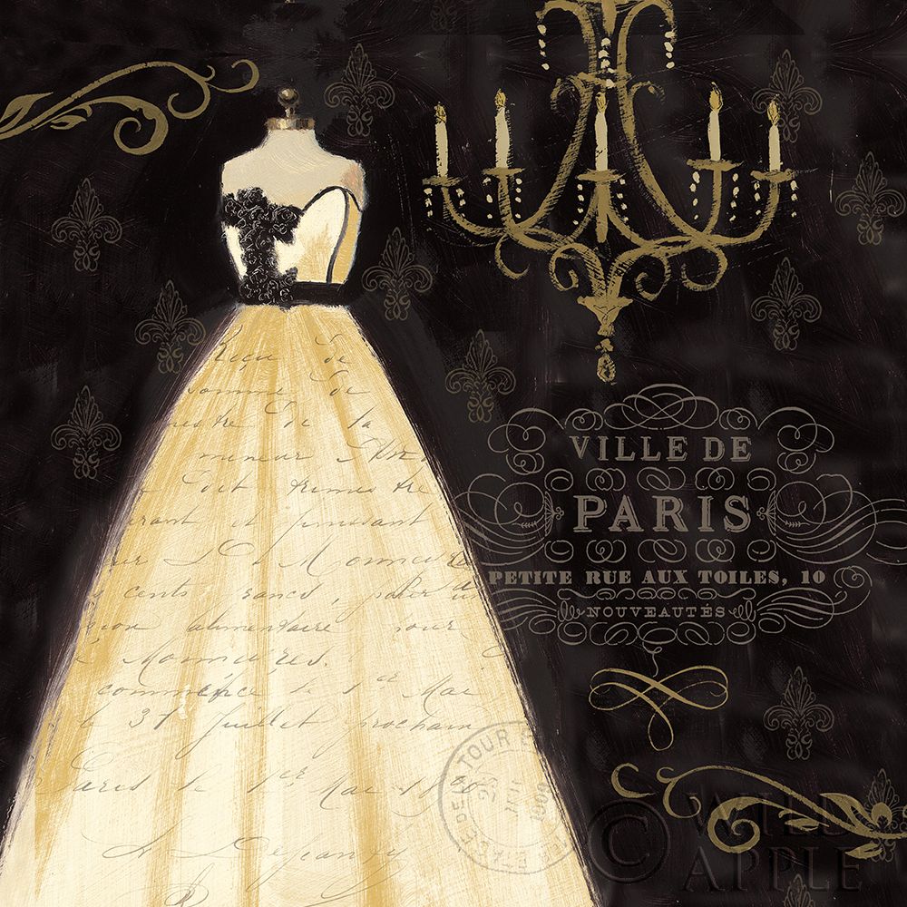 Wall Art Painting id:262385, Name: French Couture I Gold 18x18, Artist: Adams, Emily