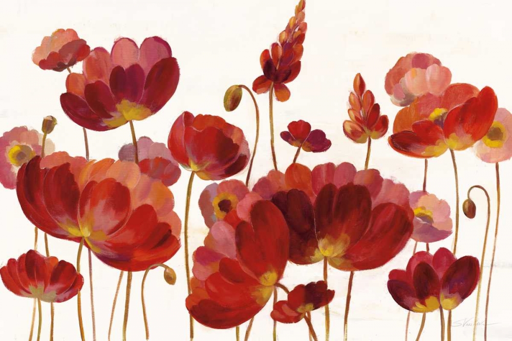 Wall Art Painting id:174391, Name: Red Flowers on White Crop, Artist: Vassileva, Silvia