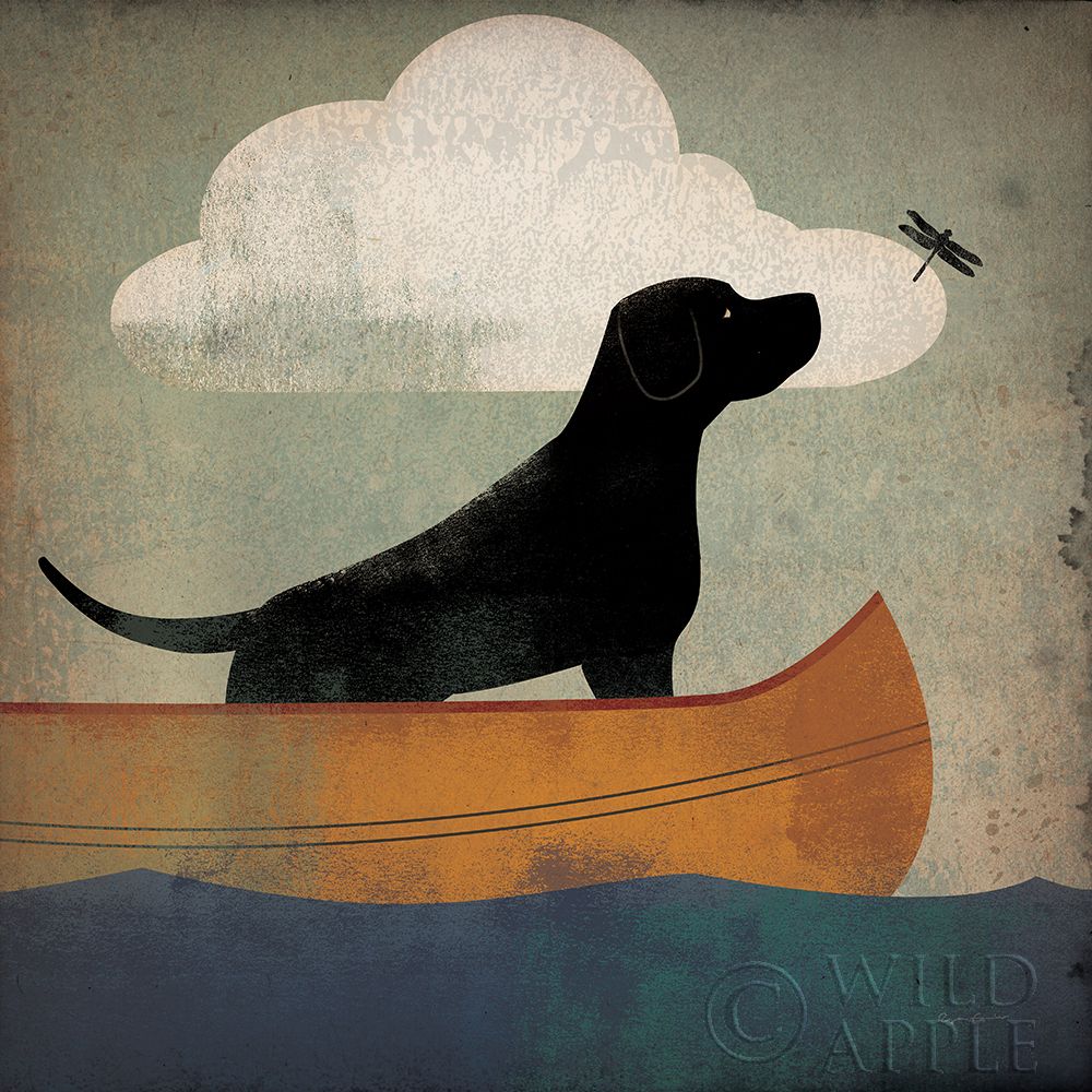 Wall Art Painting id:430386, Name: Black Dog Canoe Ride, Artist: Fowler, Ryan