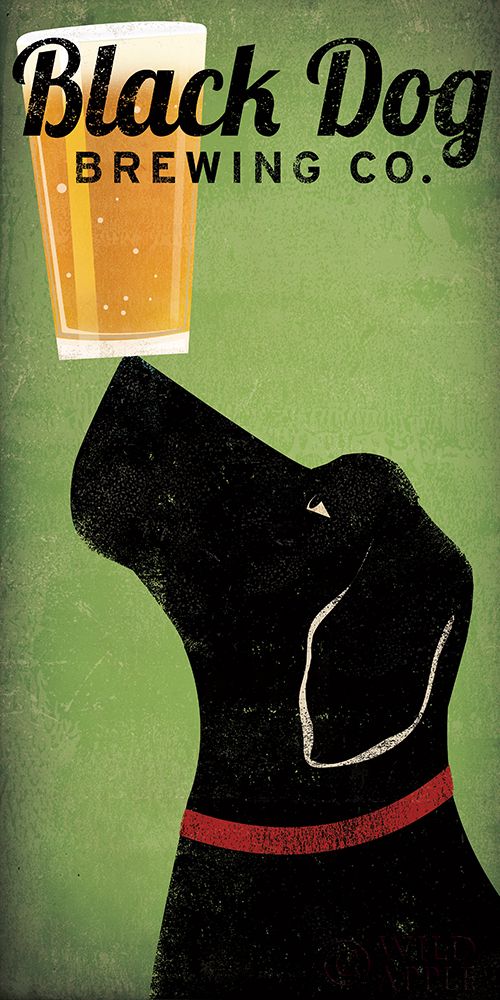 Wall Art Painting id:190606, Name: Black Dog Brewing Co on Green, Artist: Fowler, Ryan