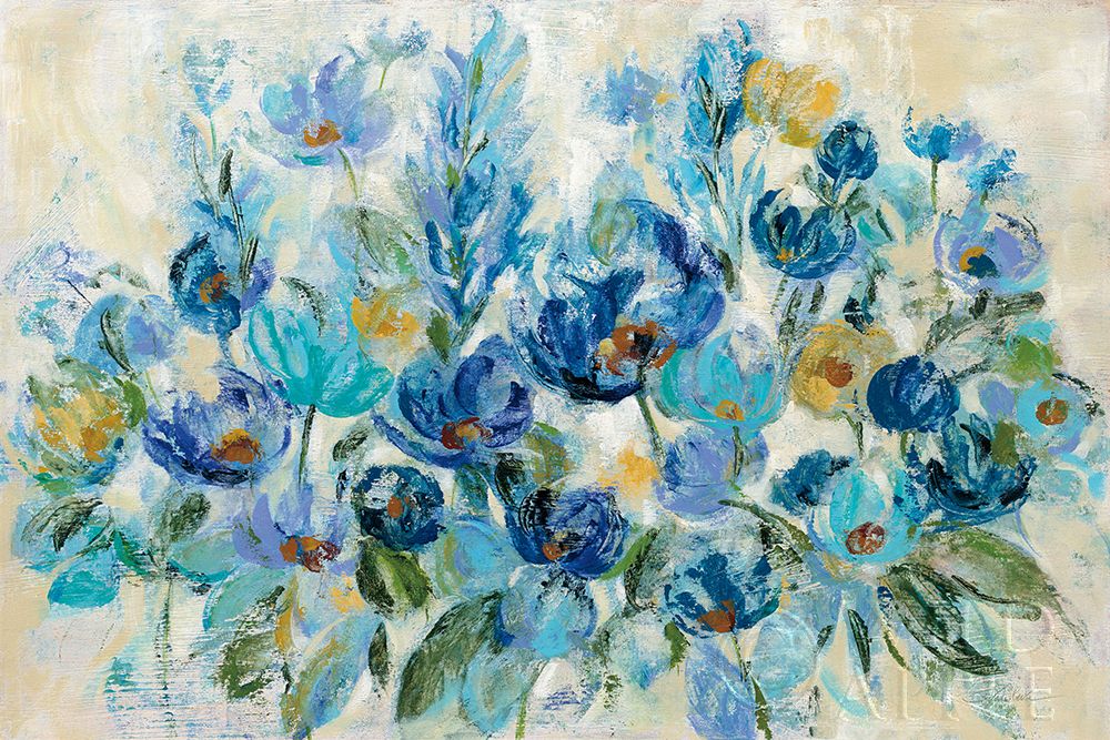 Wall art: Scattered Blue Flowers, by Vassileva, Silvia