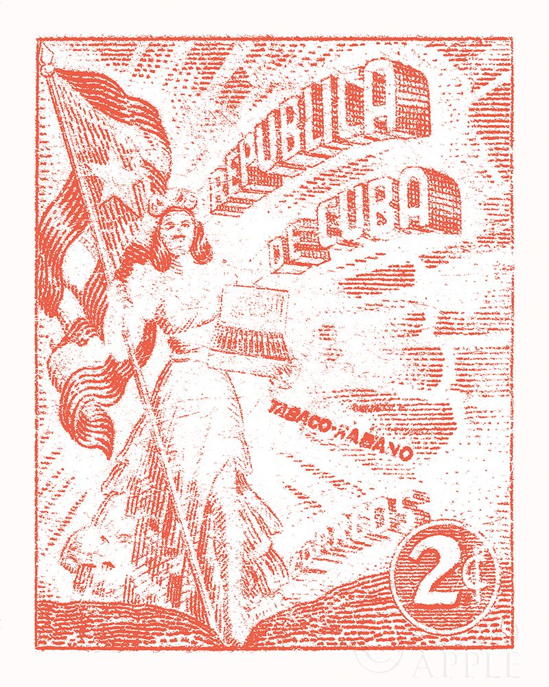 Wall Art Painting id:195166, Name: Cuba Stamp XXI Bright, Artist: Wild Apple Portfolio
