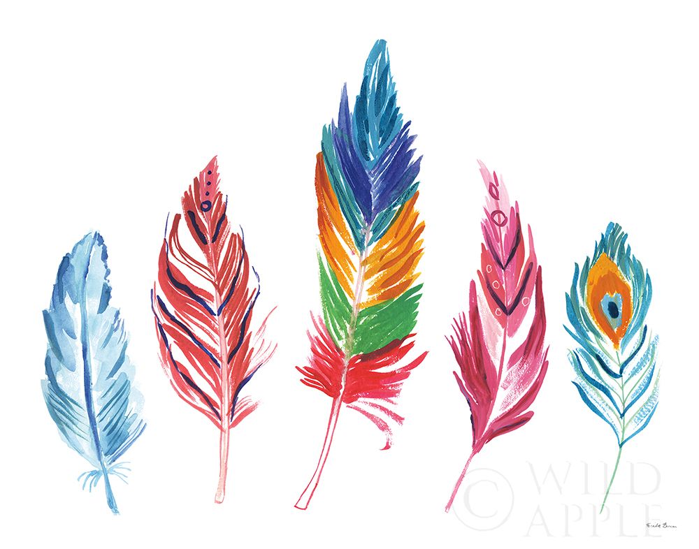 Wall Art Painting id:195052, Name: Rainbow Feathers IV, Artist: Zaman, Farida