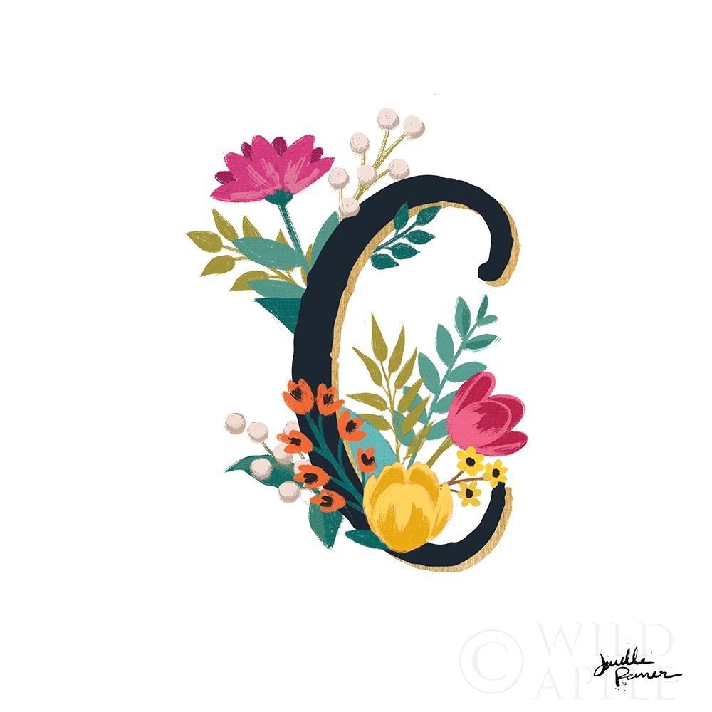 Wall Art Painting id:212829, Name: Romantic Luxe Monogram C Black, Artist: Penner, Janelle