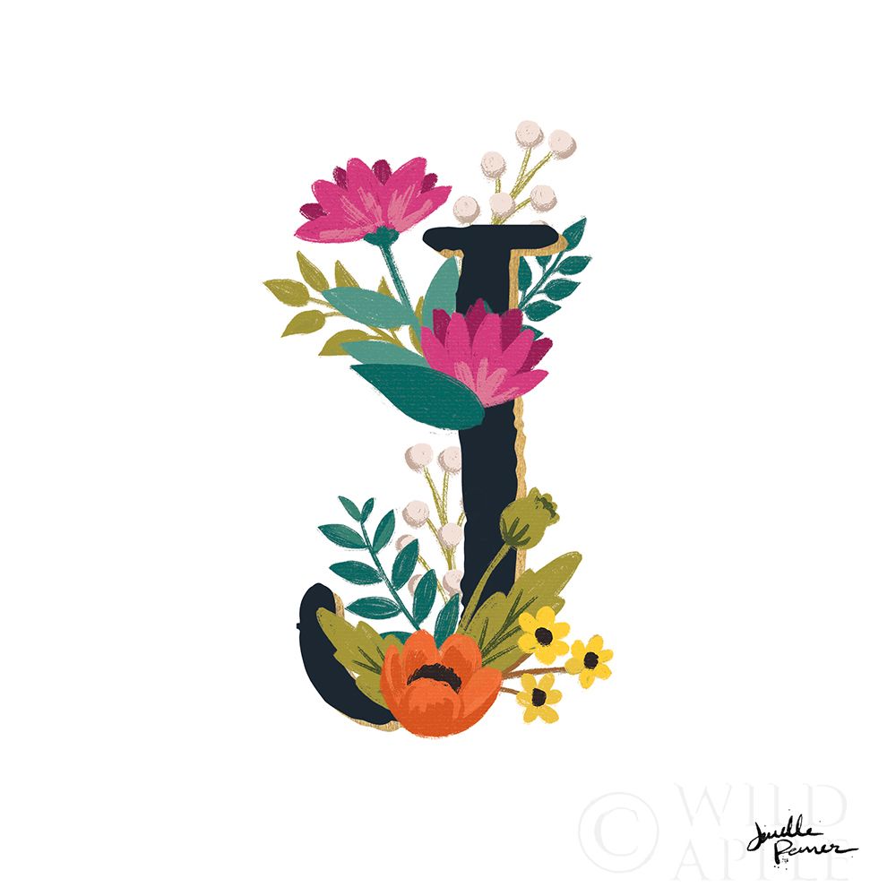 Wall Art Painting id:212831, Name: Romantic Luxe Monogram J Black, Artist: Penner, Janelle