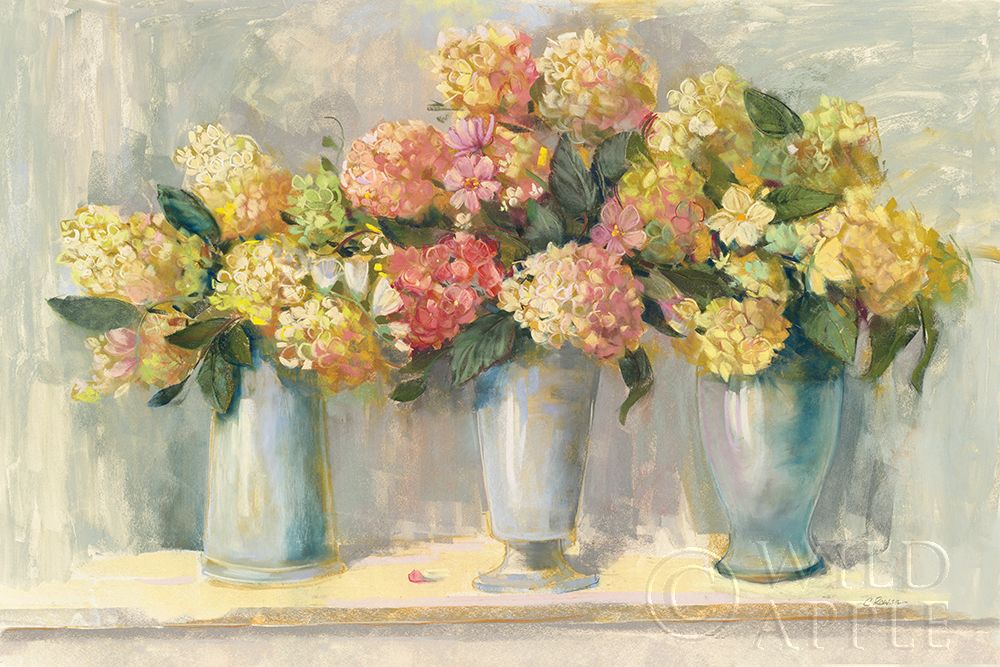 Wall art: Ivory and Blush Hydrangea Bouquets, by Rowan, Carol