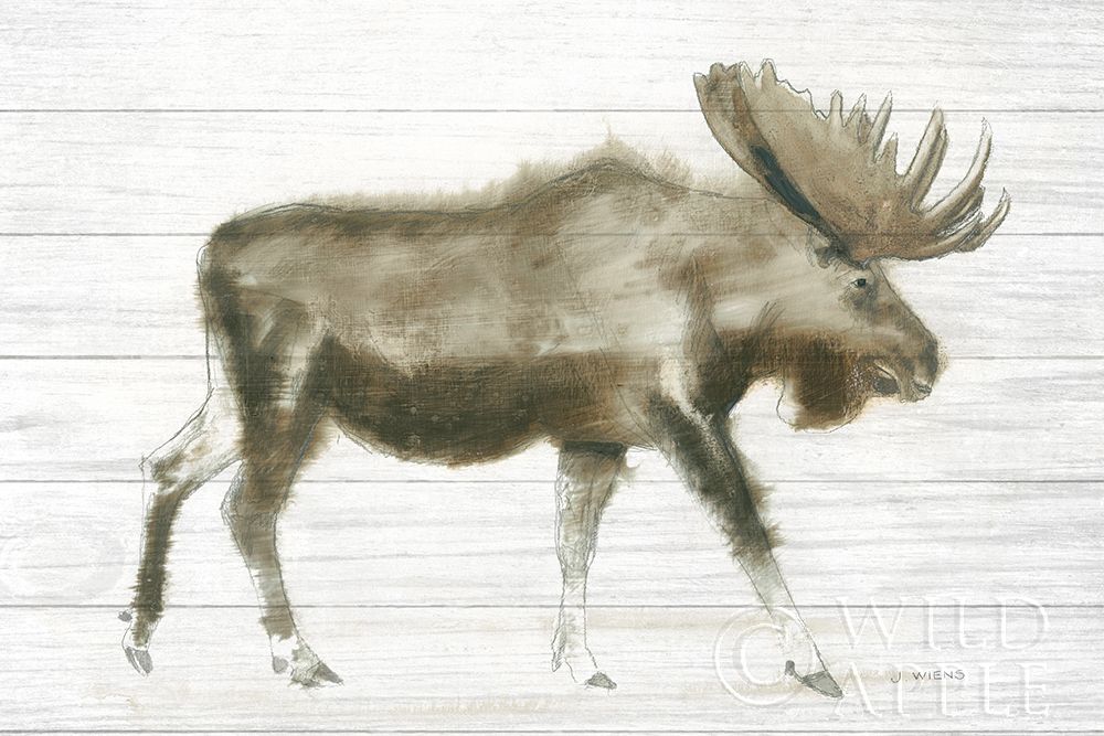 Wall Art Painting id:208726, Name: Dark Moose on Wood Crop, Artist: Wiens, James