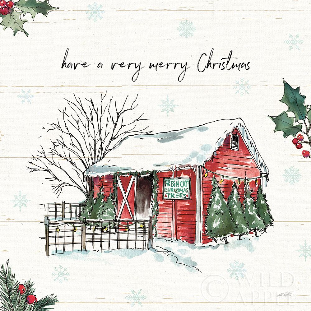 Art Print: Holiday on the Farm IV Merry Christmas