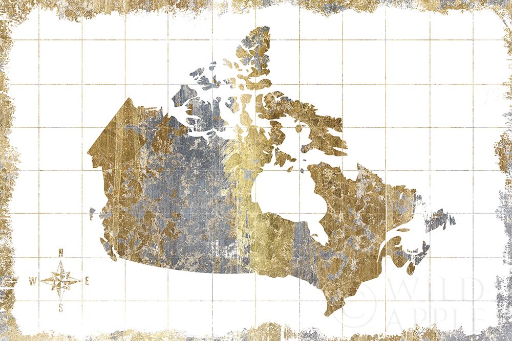 Wall Art Painting id:220447, Name: Gilded Map Canada, Artist: Wild Apple Portfolio
