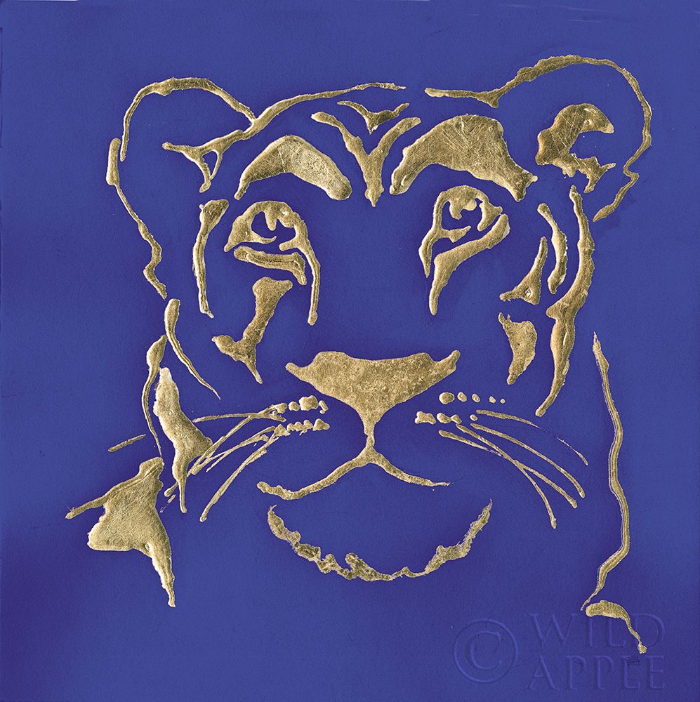 Wall Art Painting id:220466, Name: Gilded Lioness Indigo, Artist: Paschke, Chris