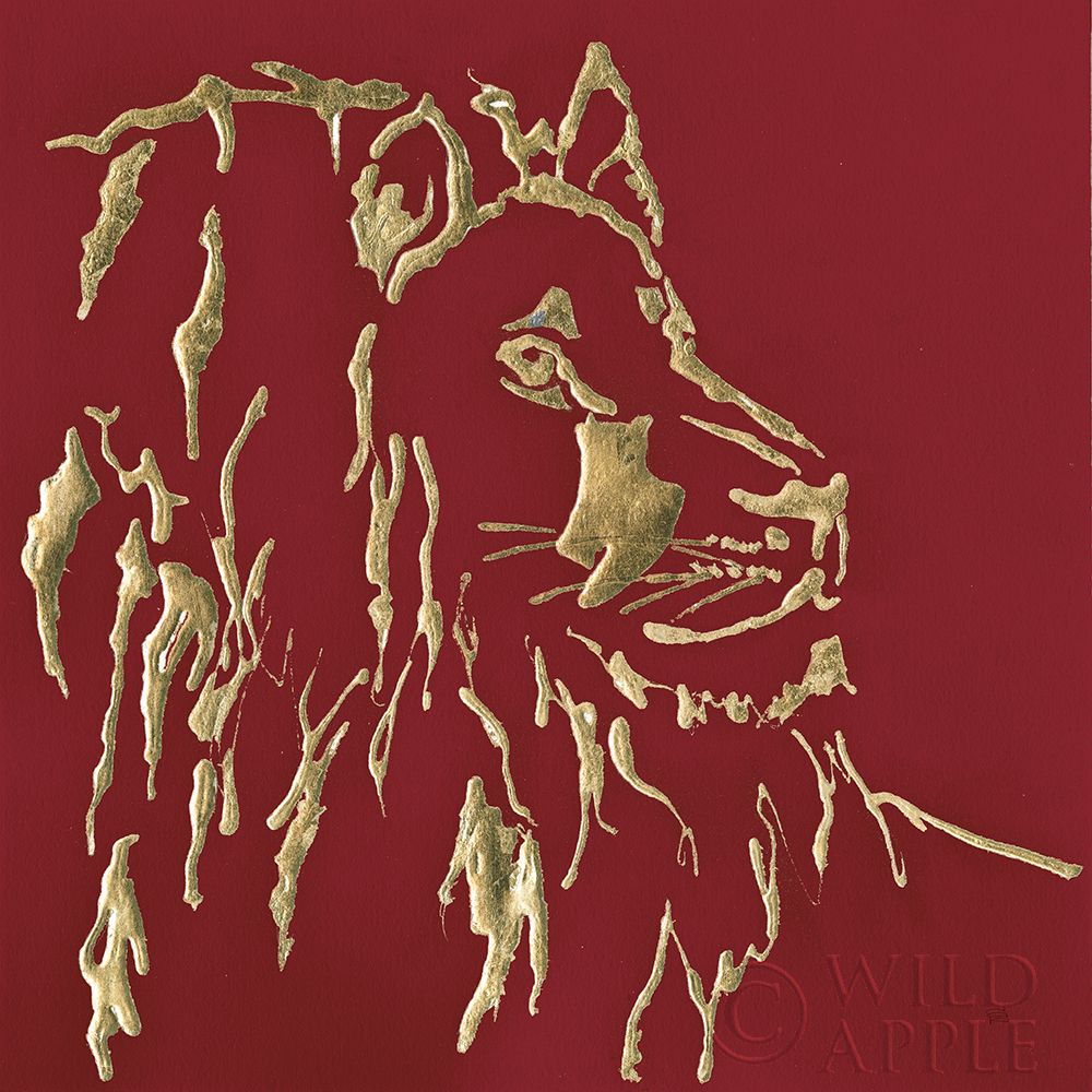 Wall Art Painting id:220470, Name: Gilded Lion on Red, Artist: Paschke, Chris