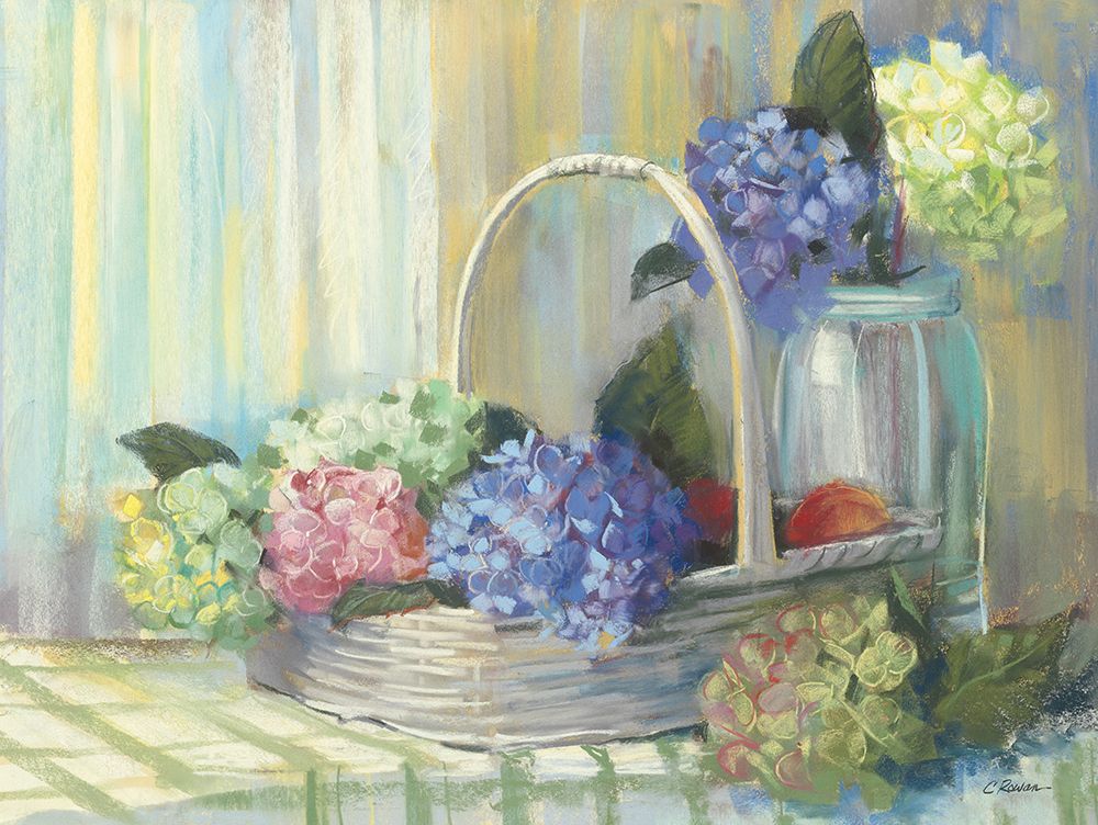 Wall Art Painting id:762688, Name: Hydrangea Basket, Artist: Rowan, Carol