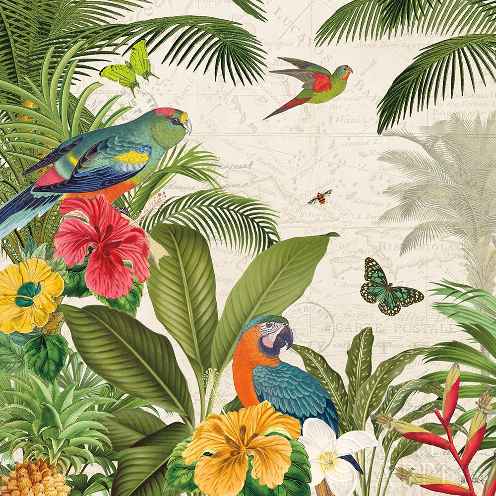 Wall Art Painting id:211427, Name: Parrot Paradise II, Artist: Pertiet, Katie