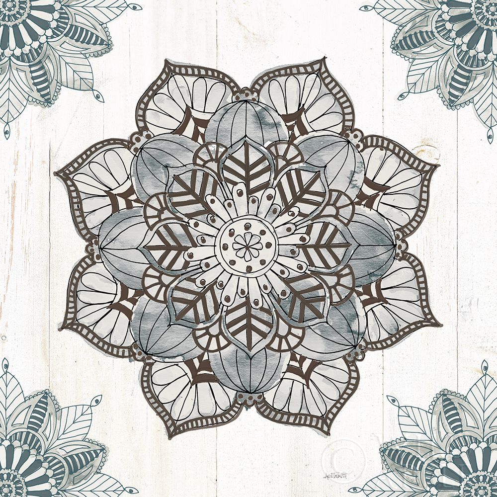 Wall Art Painting id:220489, Name: Mandala Morning V Blue and Gray v2, Artist: Tavoletti, Anne