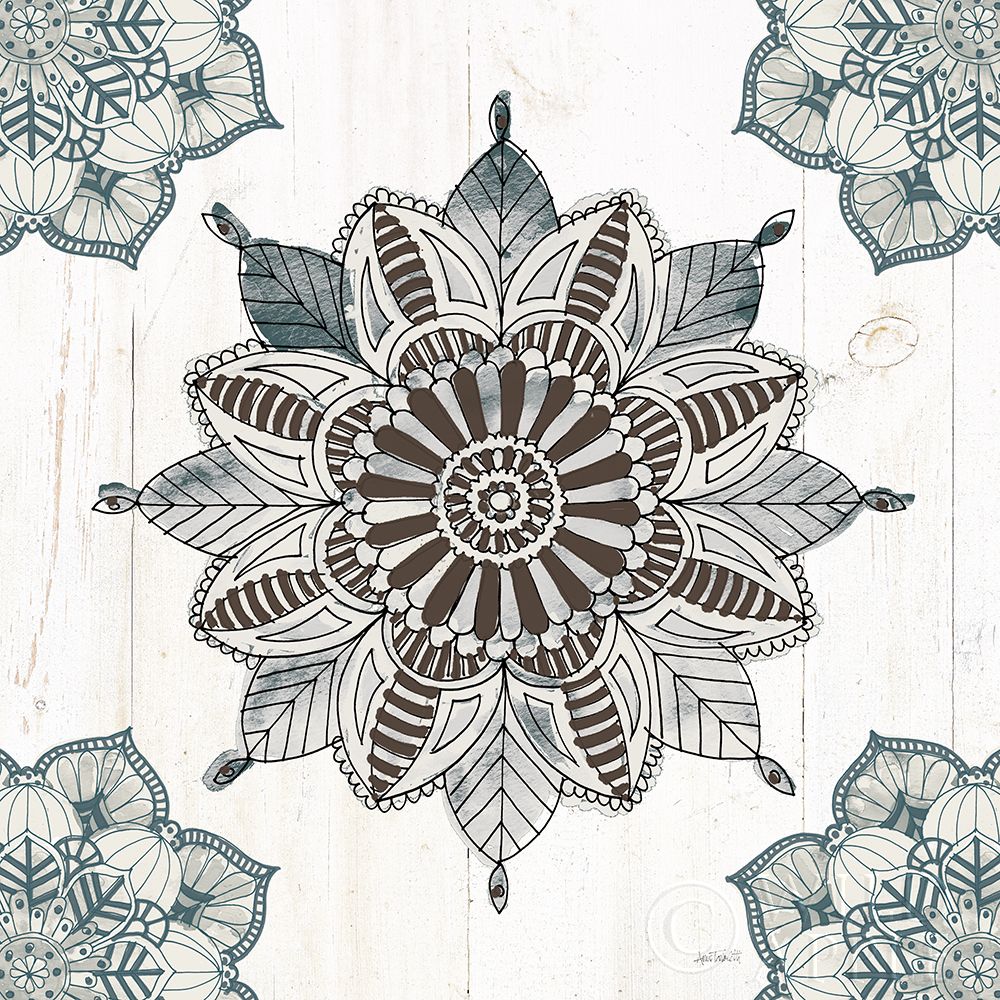 Wall Art Painting id:220490, Name: Mandala Morning VI Blue and Gray v2, Artist: Tavoletti, Anne