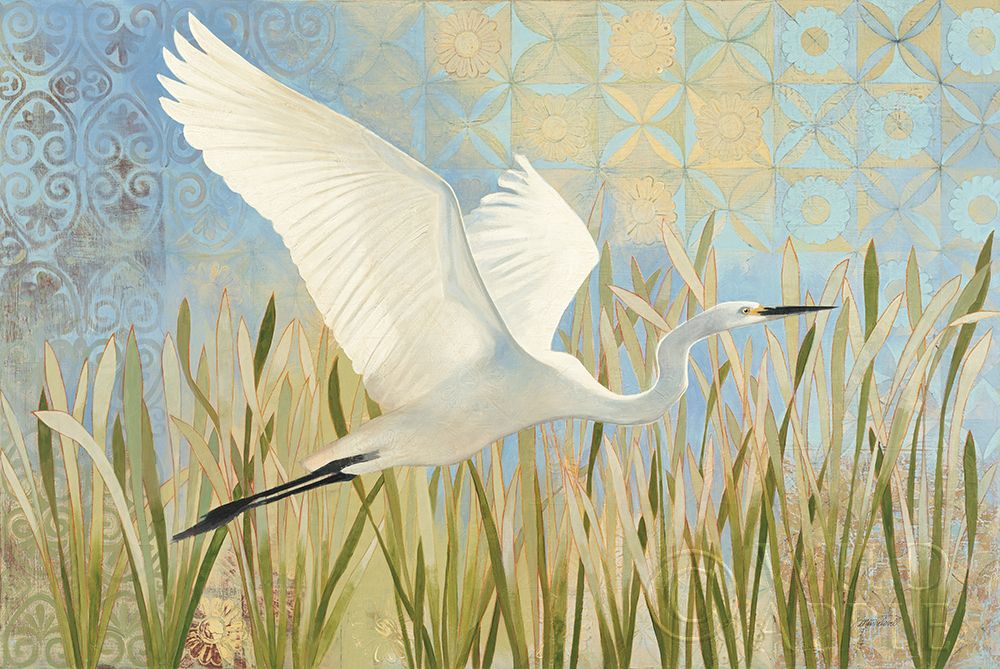 Wall Art Painting id:208926, Name: Snowy Egret in Flight v2, Artist: Lovell, Kathrine