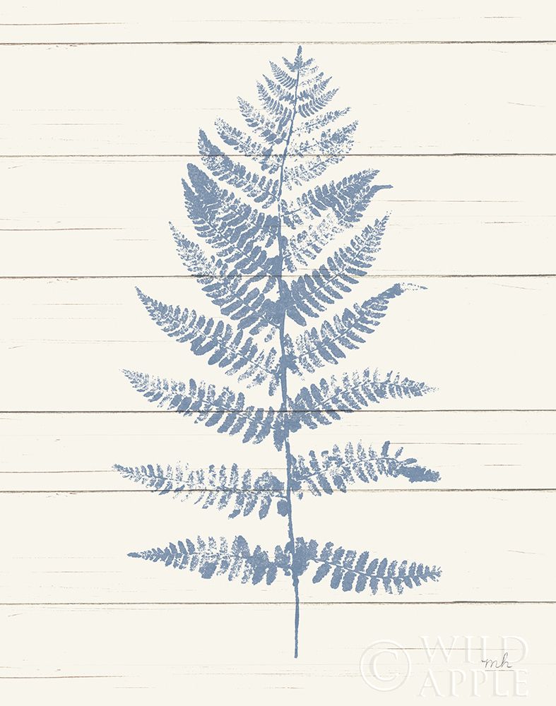 Art Print: Fern Print II Blue Crop