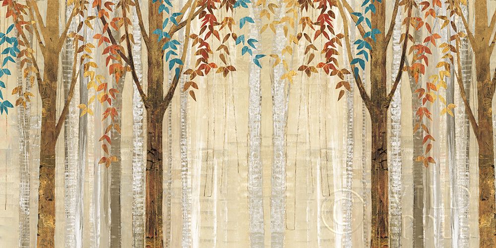 Art Print: Down to the Woods Autumn Teal Crop