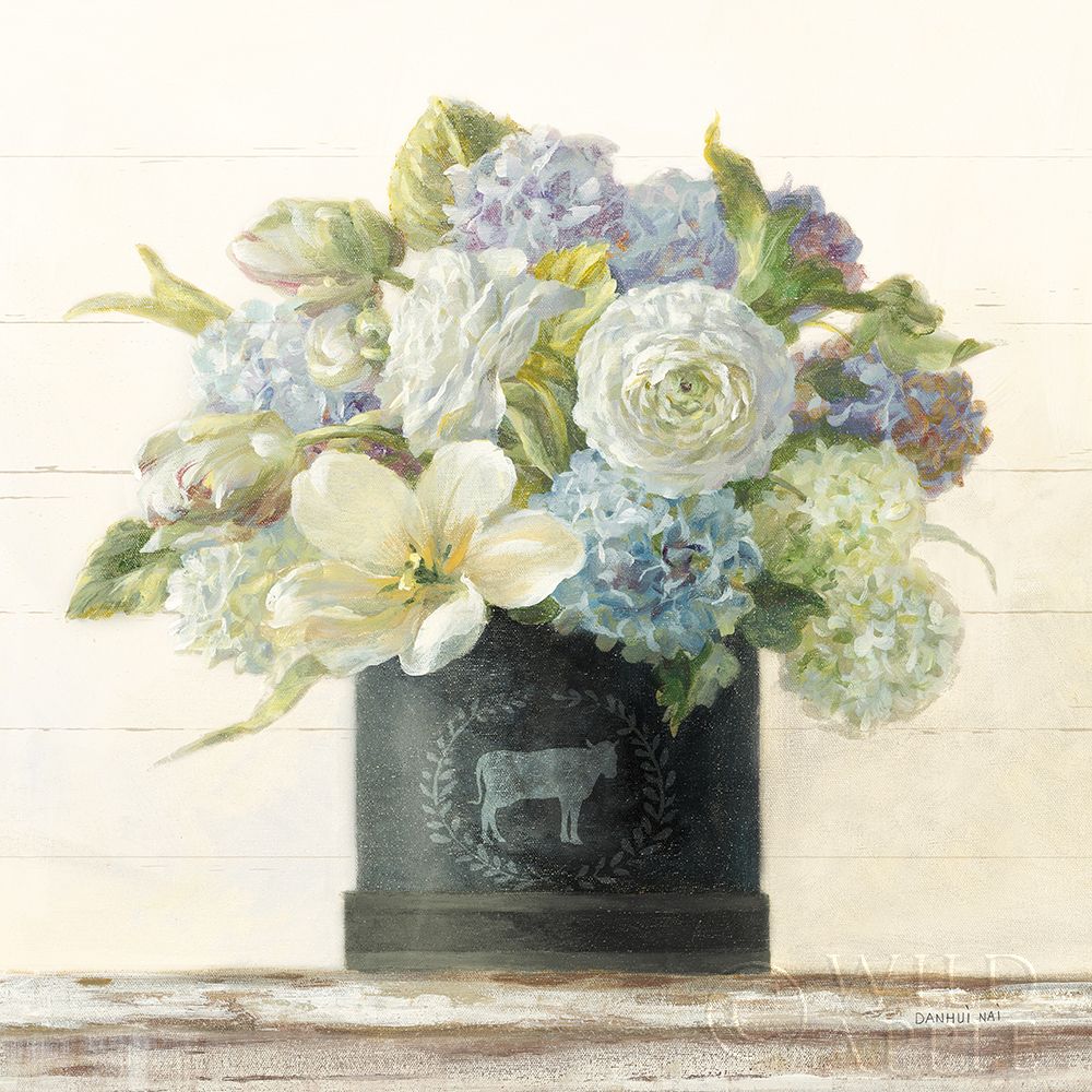 Wall Art Painting id:220602, Name: Tulips in Hatbox Shiplap, Artist: Nai, Danhui