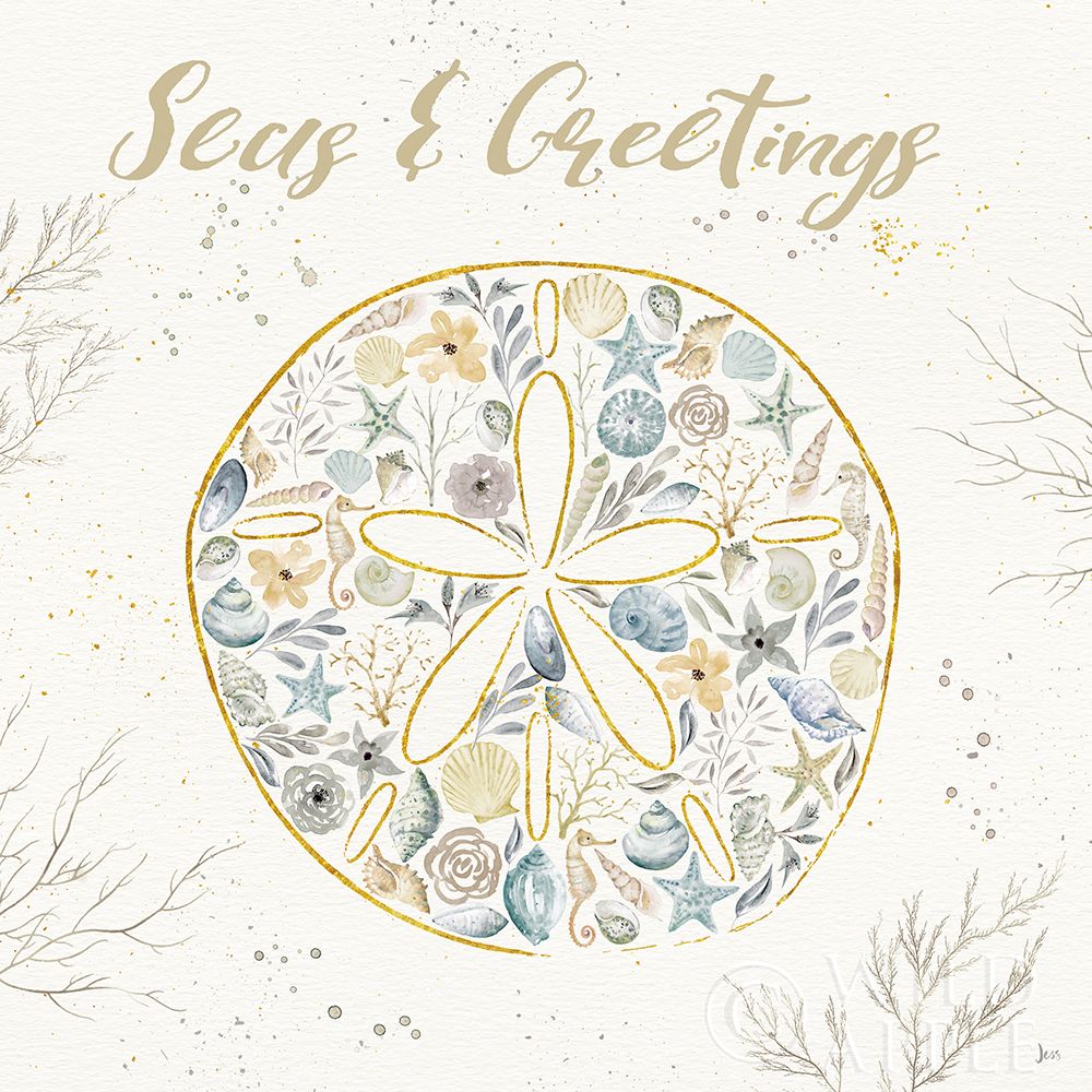 Art Print: Seaside Blossoms IV Blue Greetings