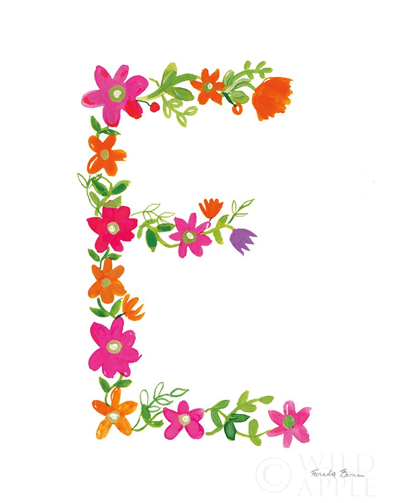 Wall Art Painting id:231300, Name: Floral Alphabet Letter V, Artist: Zaman, Farida