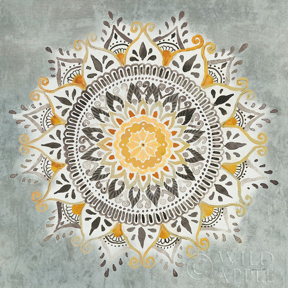 Wall art: Mandala Delight I Yellow Grey, by Nai, Danhui