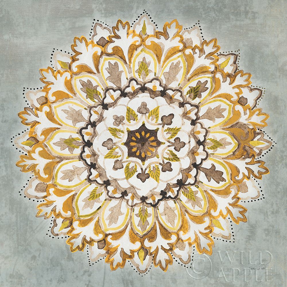 Wall art: Mandala Delight II Yellow Grey, by Nai, Danhui