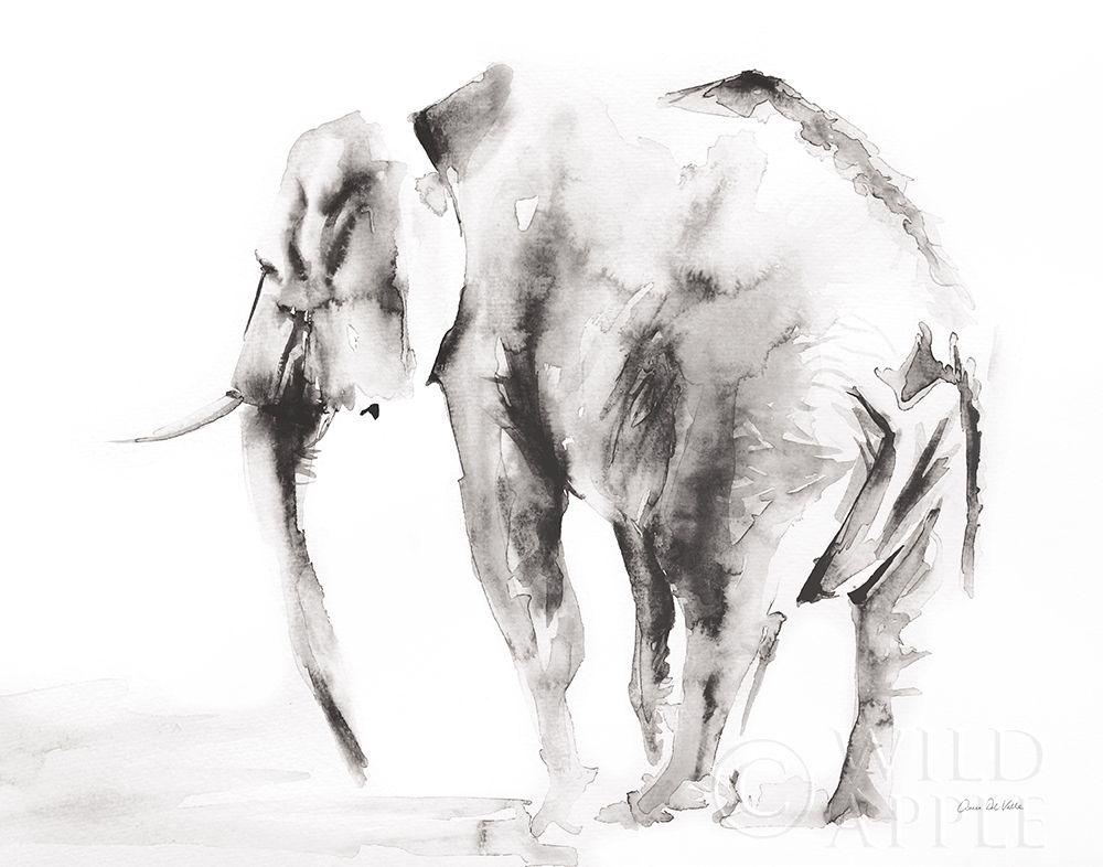 Wall Art Painting id:227471, Name: Lone Elephant Gray Crop, Artist: Del Valle, Aimee