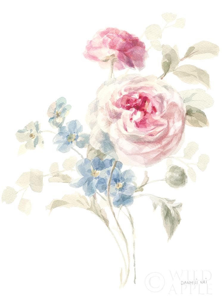Wall Art Painting id:247363, Name: Cottage Garden II on White, Artist: Nai, Danhui