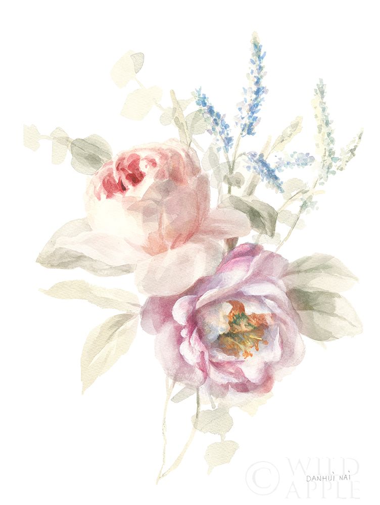 Wall Art Painting id:247366, Name: Cottage Garden V on White, Artist: Nai, Danhui