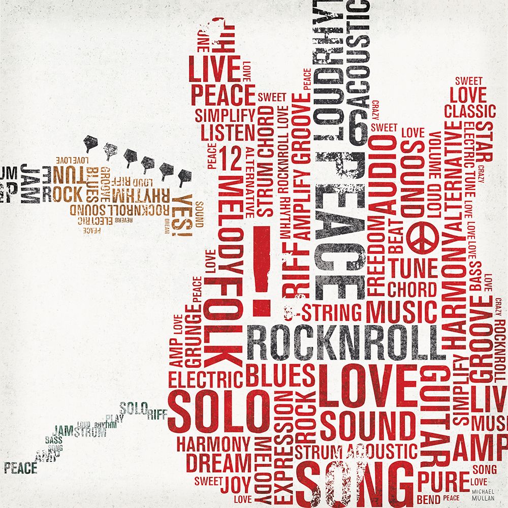 Wall Art Painting id:777310, Name: Type Guitar Colorful Square I, Artist: Mullan, Michael