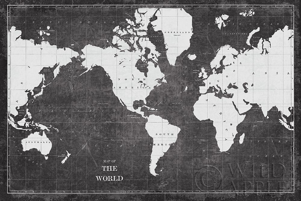 Wall Art Painting id:390977, Name: Blueprint World Map, Artist: Schlabach, Sue