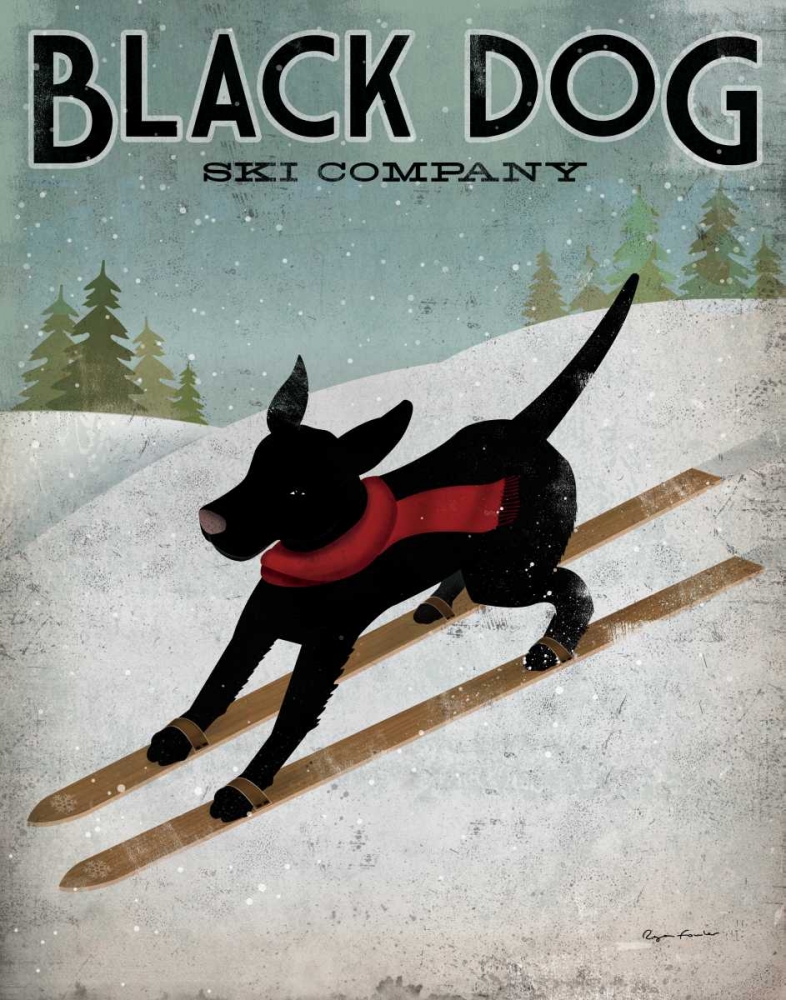 Wall Art Painting id:18424, Name: Black Dog Ski, Artist: Fowler, Ryan