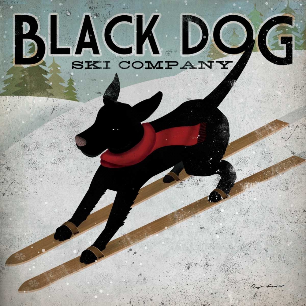 Wall Art Painting id:18425, Name: Black Dog Ski, Artist: Fowler, Ryan