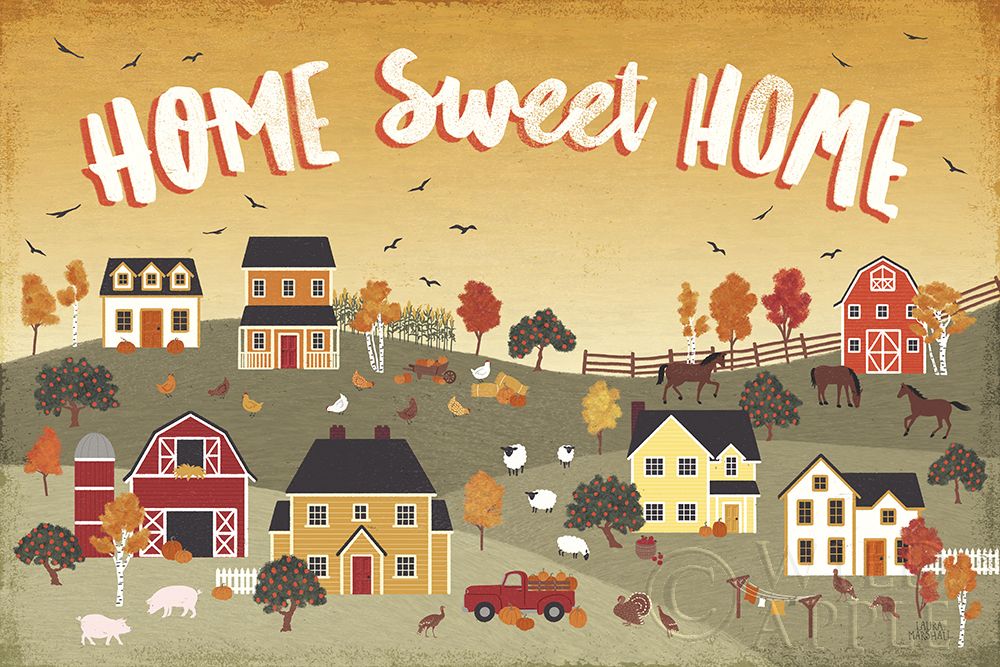 Wall Art Painting id:258048, Name: Harvest Village II, Artist: Marshall, Laura