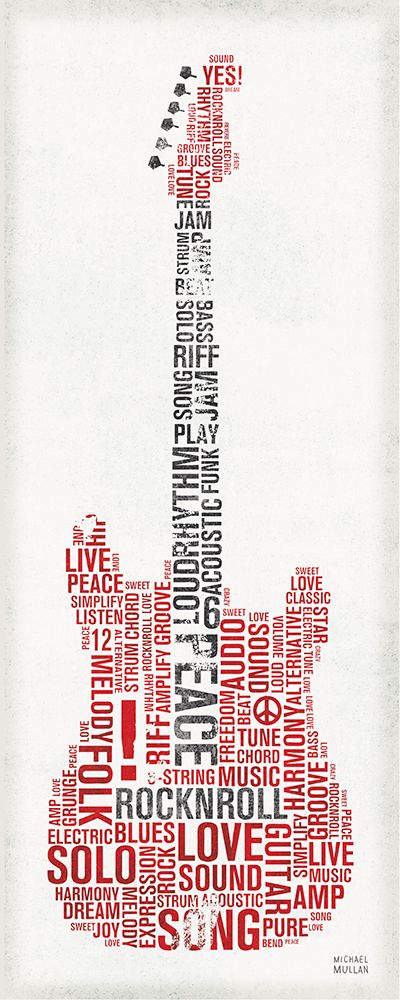 Wall Art Painting id:777309, Name: Type Guitar Colorful I, Artist: Mullan, Michael