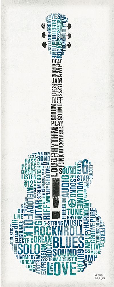 Wall Art Painting id:777307, Name: Type Guitar Colorful II, Artist: Mullan, Michael