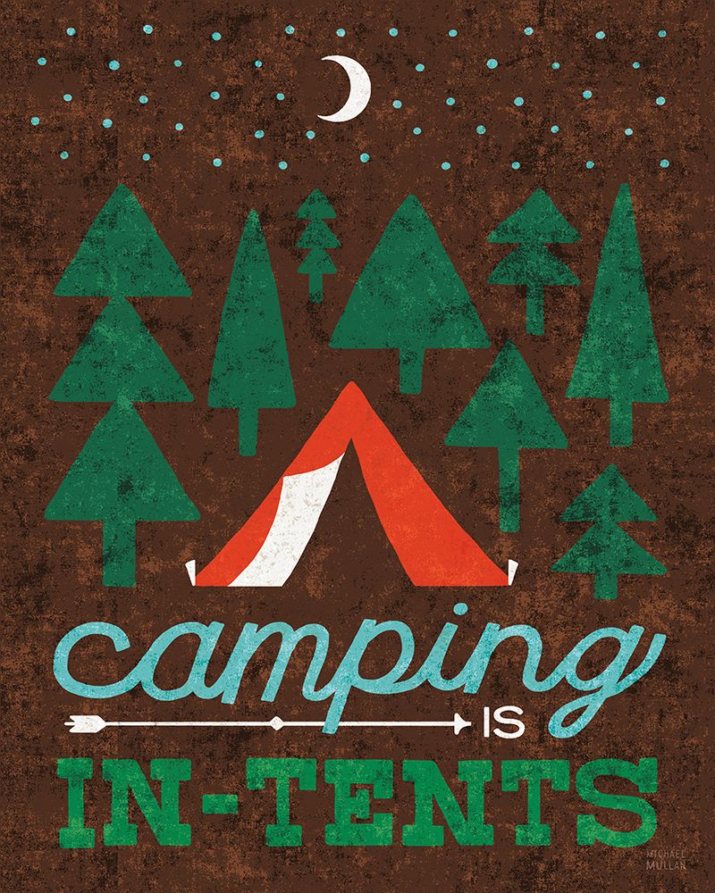 Art Print: Happy Camper In Tents