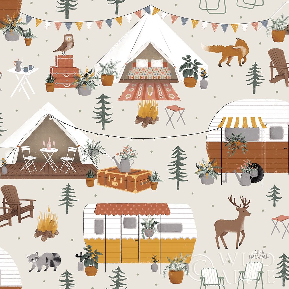 Art Print: Gone Glamping Pattern IA