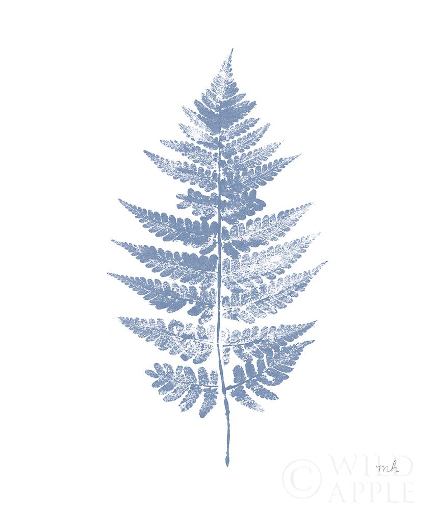 Art Print: Fern Print I Blue No Shiplap