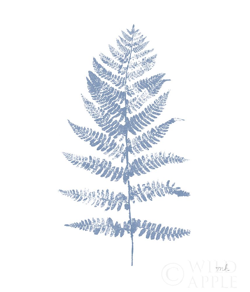 Art Print: Fern Print II Blue No Shiplap