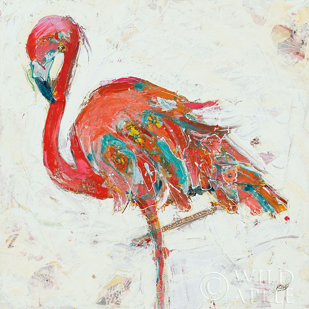 Art Print: Flamingo on White