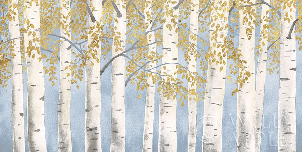 Wall Art Painting id:311552, Name: Fresh Forest Light Blue Gold, Artist: Wiens, James