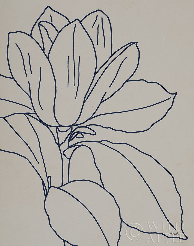 Wall art: Magnolia Line Drawing v2 Gray Crop, by Hershey, Moira