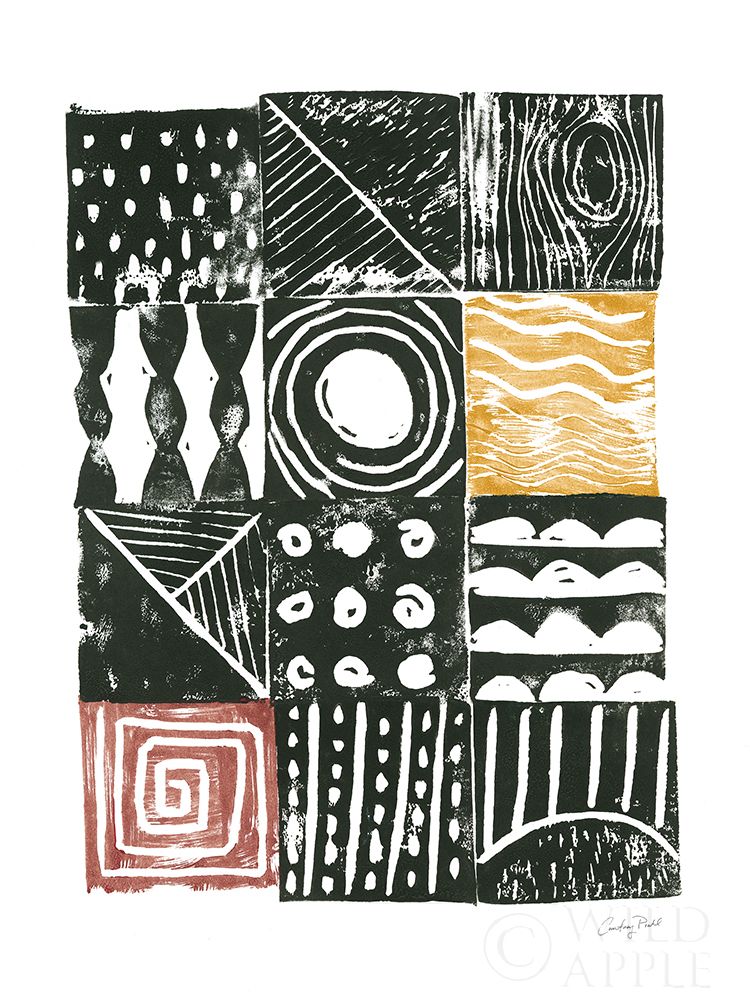 Wall Art Painting id:322465, Name: Block Print I Red Yellow, Artist: Prahl, Courtney