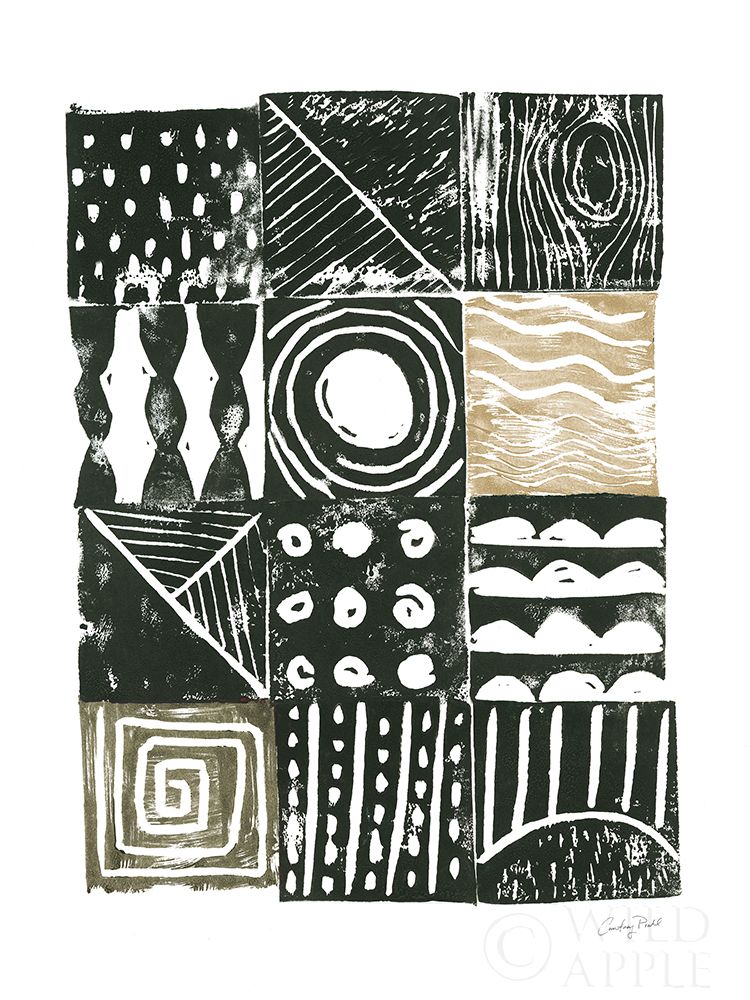 Art Print: Block Print I Green Sand