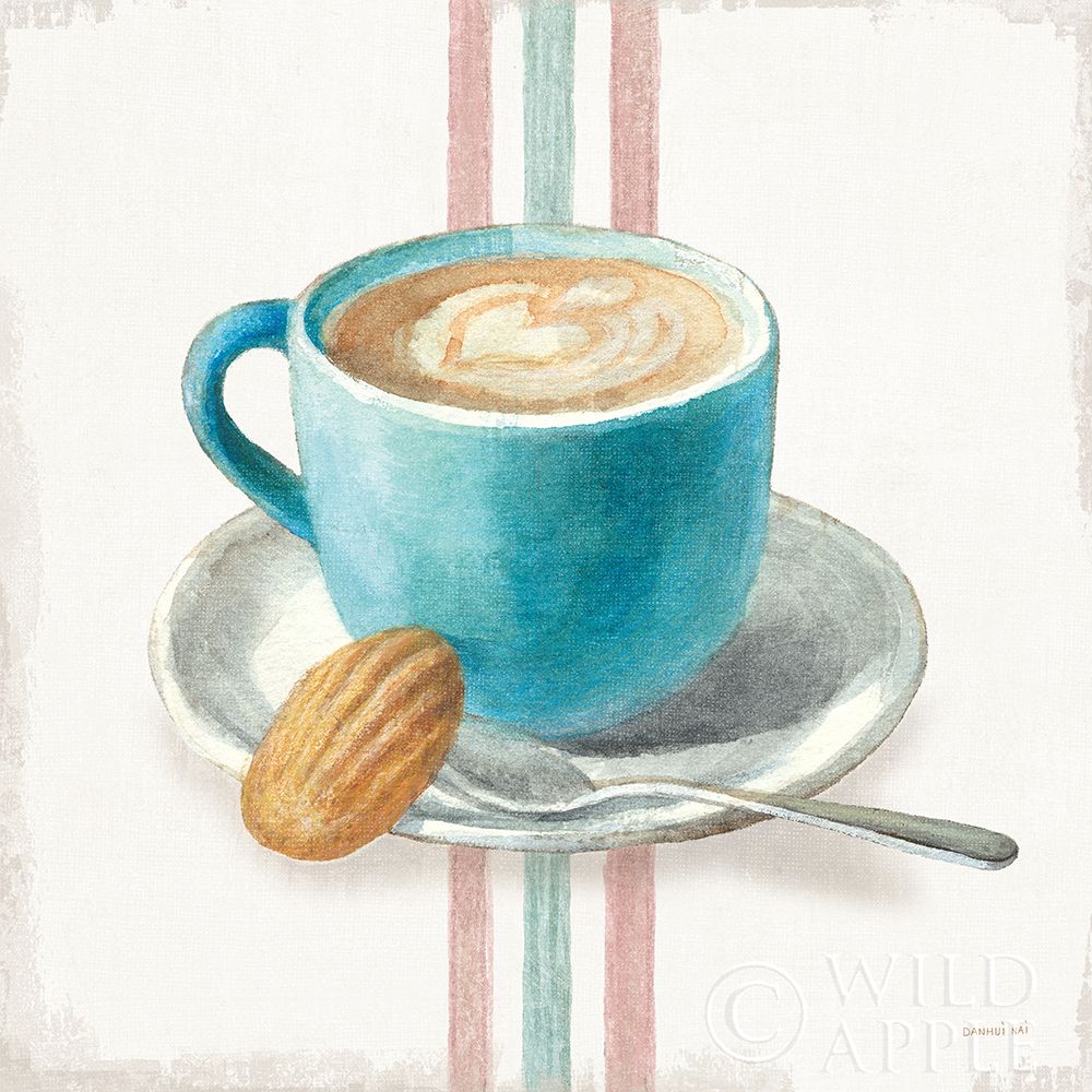 Wall Art Painting id:329609, Name: Wake Me Up Coffee I with Stripes, Artist: Nai, Danhui