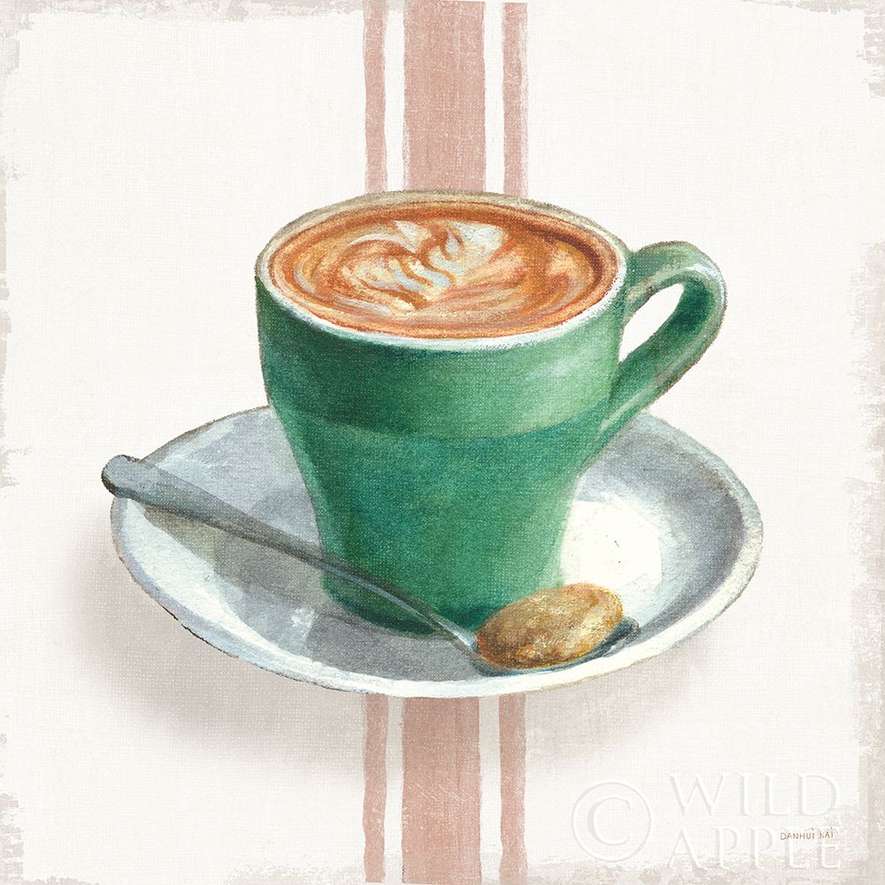 Art Print: Wake Me Up Coffee II with Stripes